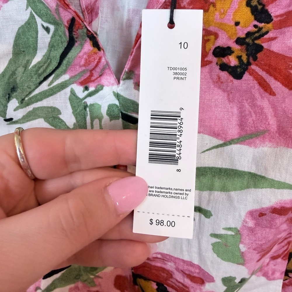 NWT T Tahari Floral Sleeveless Linen Blend A-Line Dress - Size 10 - Picture 6 of 9